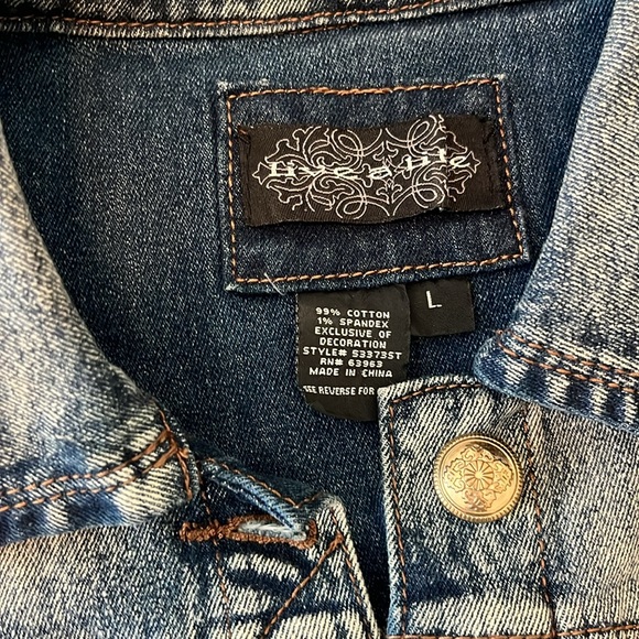 Sleeveless embellished denim vest jacket - Picture 4 of 11